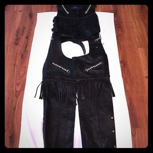Beautiful leather chaps and vest
